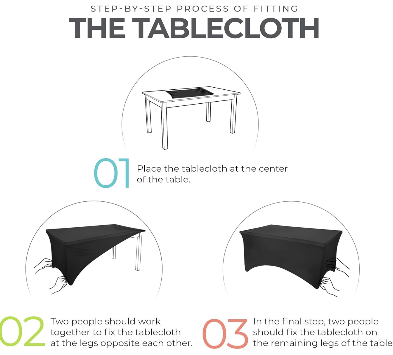 Black 6FT Spandex Tablecloths Black 6FT Spandex Tablecloths